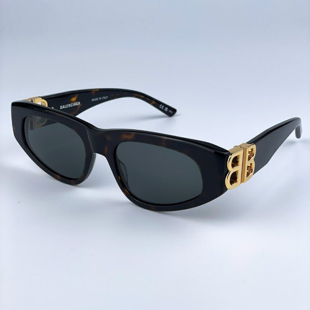 NEW Balenciaga BB0095S 002 Havana Brown Gold Green Cat Eye Unisex Sunglasses - Picture 8 of 14